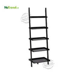 Home MDF Ladder Shelf Furniture 5 Tiers Corner Modern Wood Library Plant Display Storage Rack