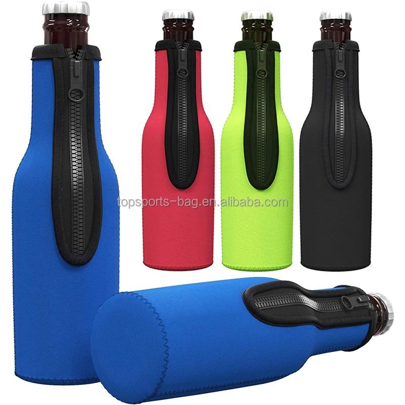 Thick Zipper Blank Neoprene Beer Bottle Holder Zip-up 12oz Beer Bottle Sleeve