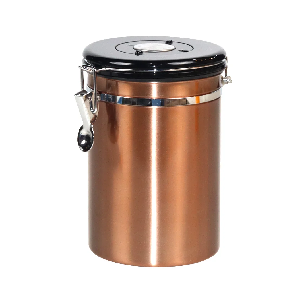 Sealed Stainless Steel Vacuum Coffee Canister Kitchen Food Storage Cans Coffee Beans Container With CO2 Valve