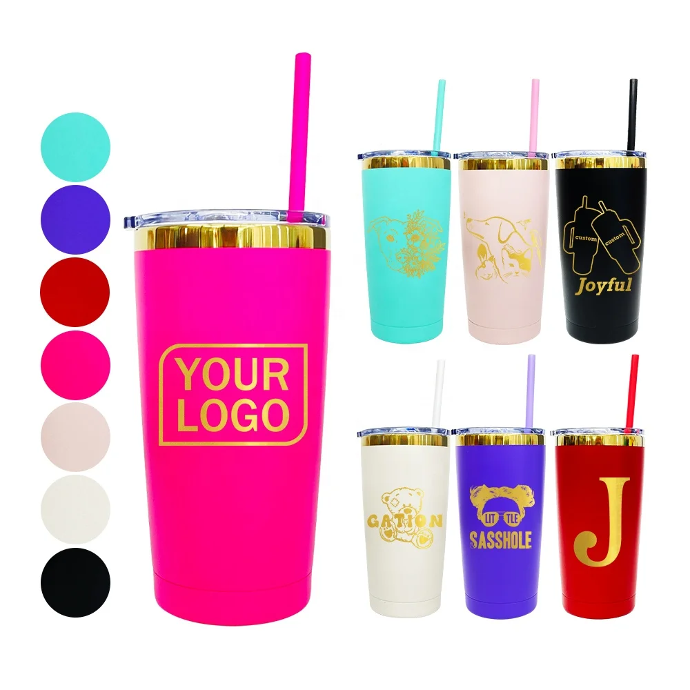 Tumbler Laser Engraved Coffee Tumbler Plated Tumbler with Lid Gold Stainless Steel Wholesale Custom 20 Oz Travel Mugs