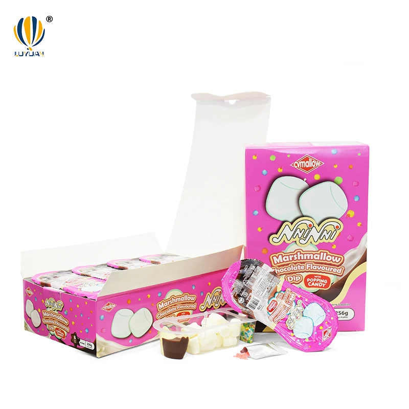 Custom Wholesale Marshmallows Dipped in Chocolate Sauce and Popping Candy 4 In 1Box Candy For Kid Marshmallows Candy