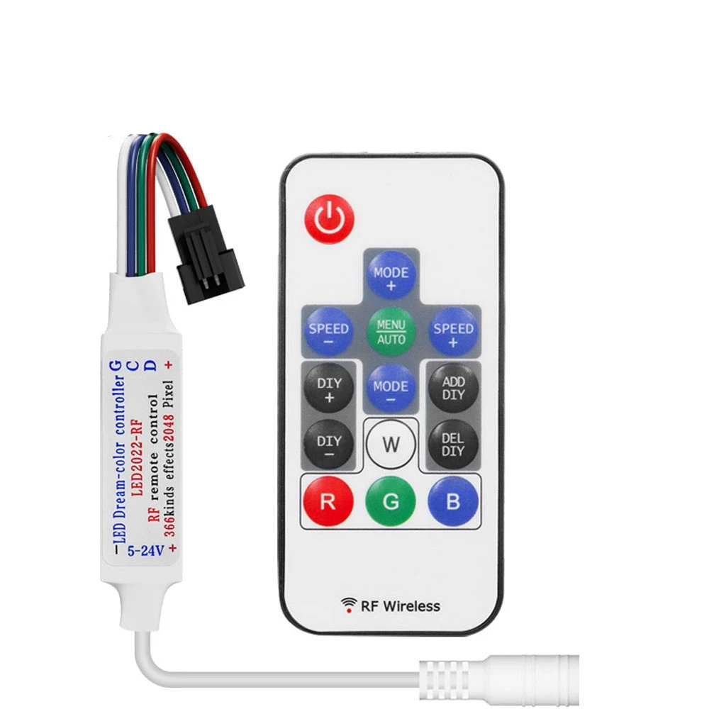WS2815 WS2813 Мини Смарт RGBIC светодиодные полосы контроллер 4PIN 2048 пикселей 14 клавиш DIY RF пульт дистанционного управления DC5-24V