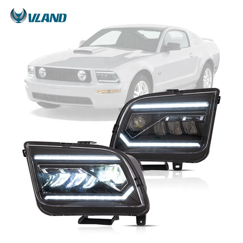 VLAND Factory LED Headlight for Ford Mustang 2005 2006 2007 2008 2009 Body Kit Accessories Light Car Bodykit Auto Parts Head