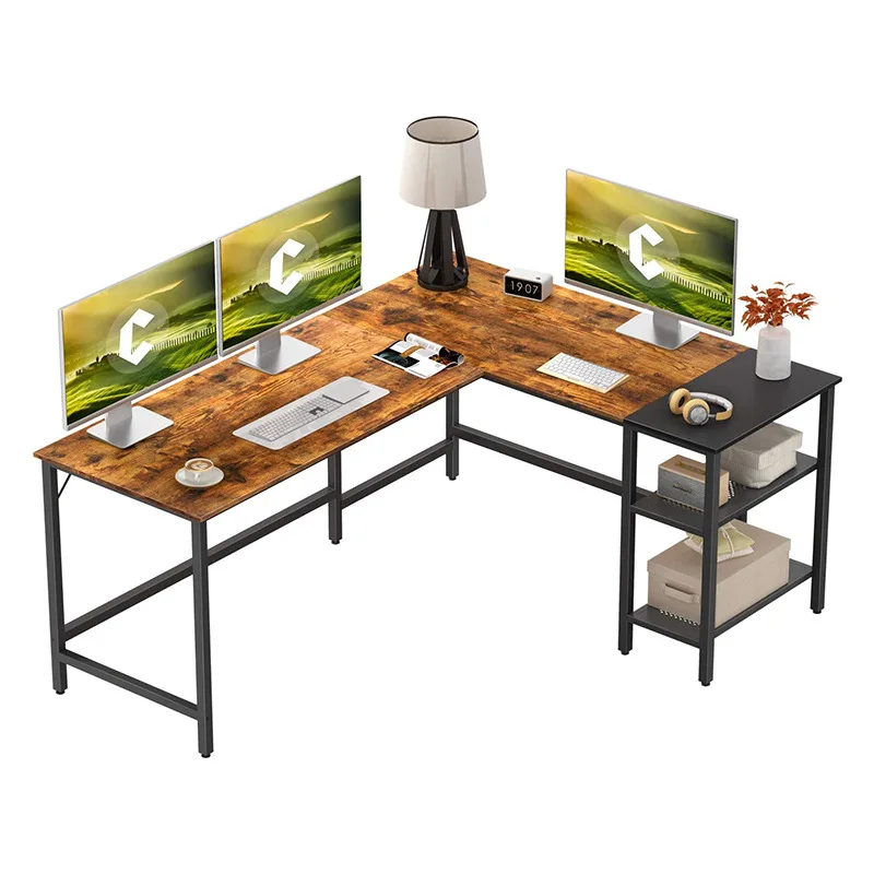 new simple L shaped desk gaming table home office tables wooden metal workstation computer modern office desks with host rack