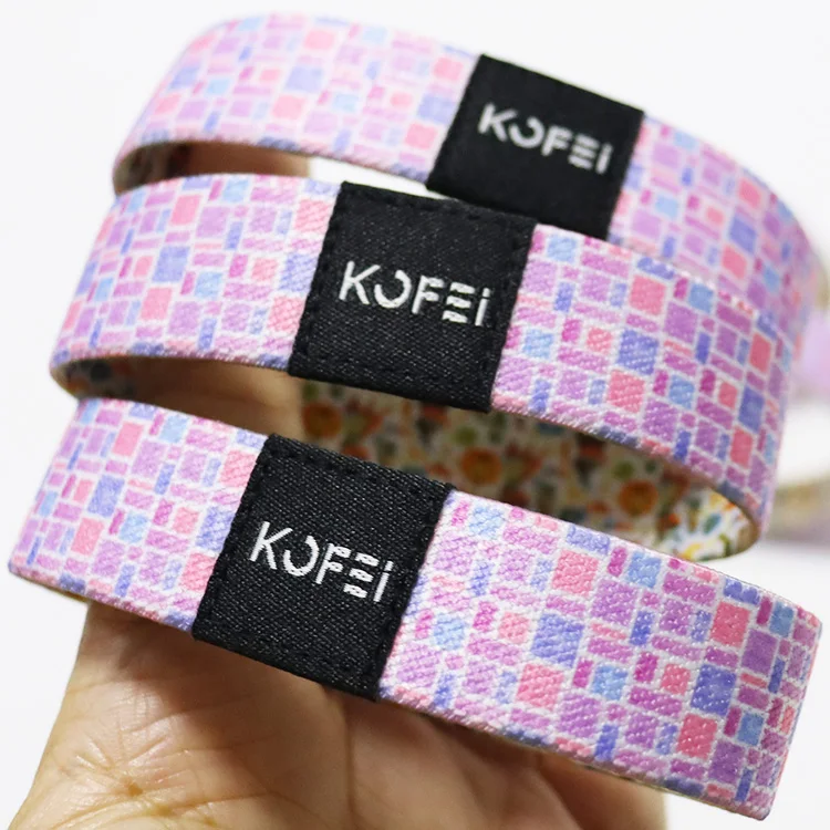 Factory Price Custom Kids Elastic Fabric Polyester Stretch NFC Wristband Stretch RFID Bracelet For Event With Woven Label
