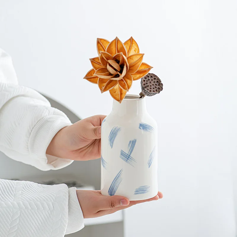 High-End Hydroponic Fresh Flowers Ceramic Vases Hand-Drawn Floral Arrangements Dried Home Desktop Decorative Sets