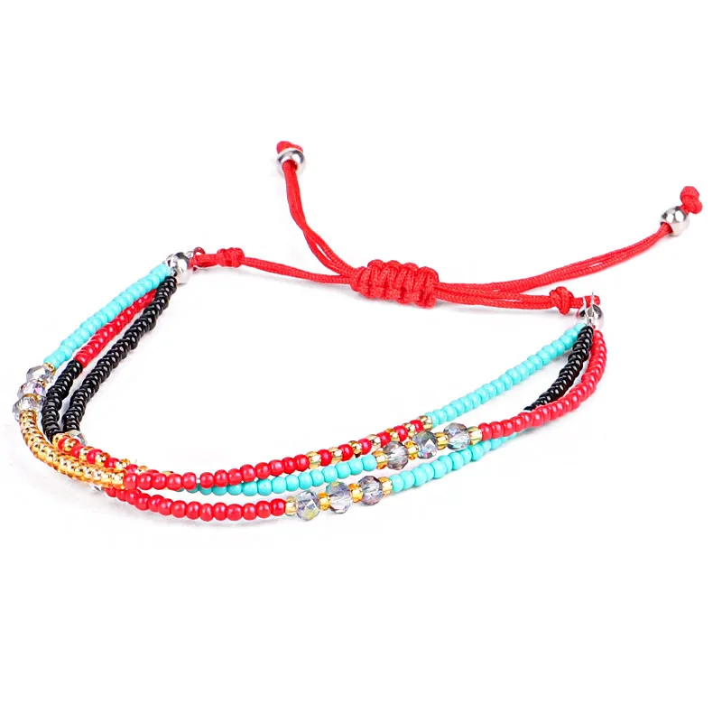 
2021 Nature Beaded Unisex Adjustable Couple Gift Bracelets Friendship Rope Bohemian Bracelet Double Layer Rope Bead Bracelet 