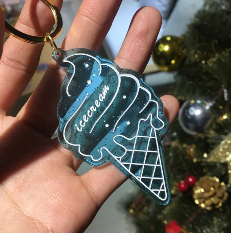 Japanese Korea sweet cake ice cream motel keychain,hot sale custom made diy blank anime charms keychain
