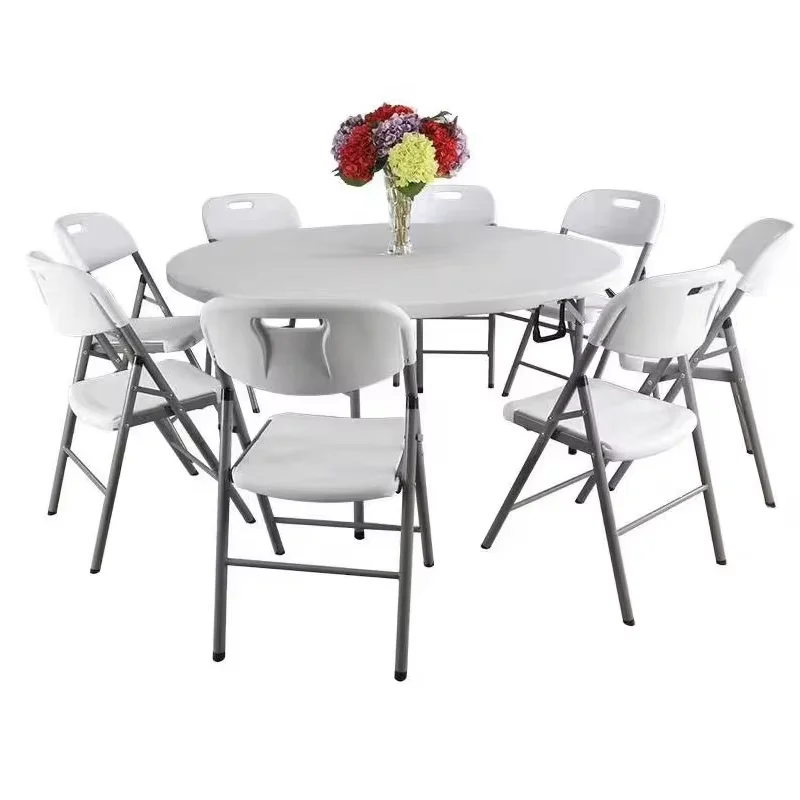 indoors 5/6ft plastic foldable table granite portable banquet round tables for 10 people for parties hall
