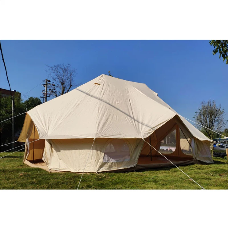 Factory Directly Luxury Oxford Canvas 4M 6M Emperor Bell Tent Family Camping Safari Yurt Tent