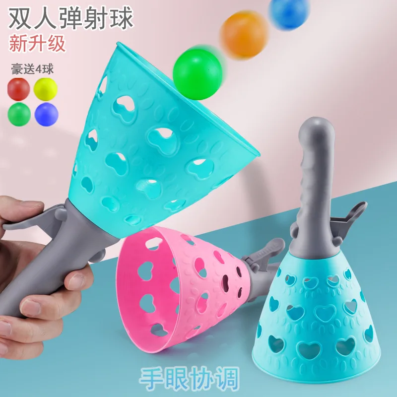 zhiqu Double Fun Interactive Indoor/Outdoor Sports Toy for Children Aged 2-4 Years Parents Kids Butt Racket Catching BouncingToy