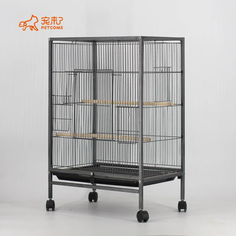 PETCOME Manufacturers Hot Selling Black Stainless Steel Wire Breeding Cage For Bird With Tray
