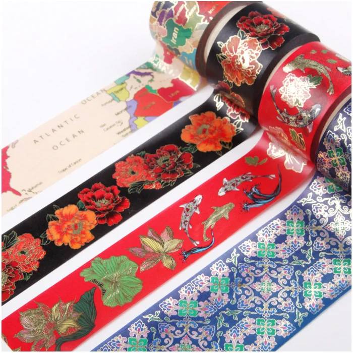 hot sale various styles portable assorted hot foil washi masking paper tape for decoration