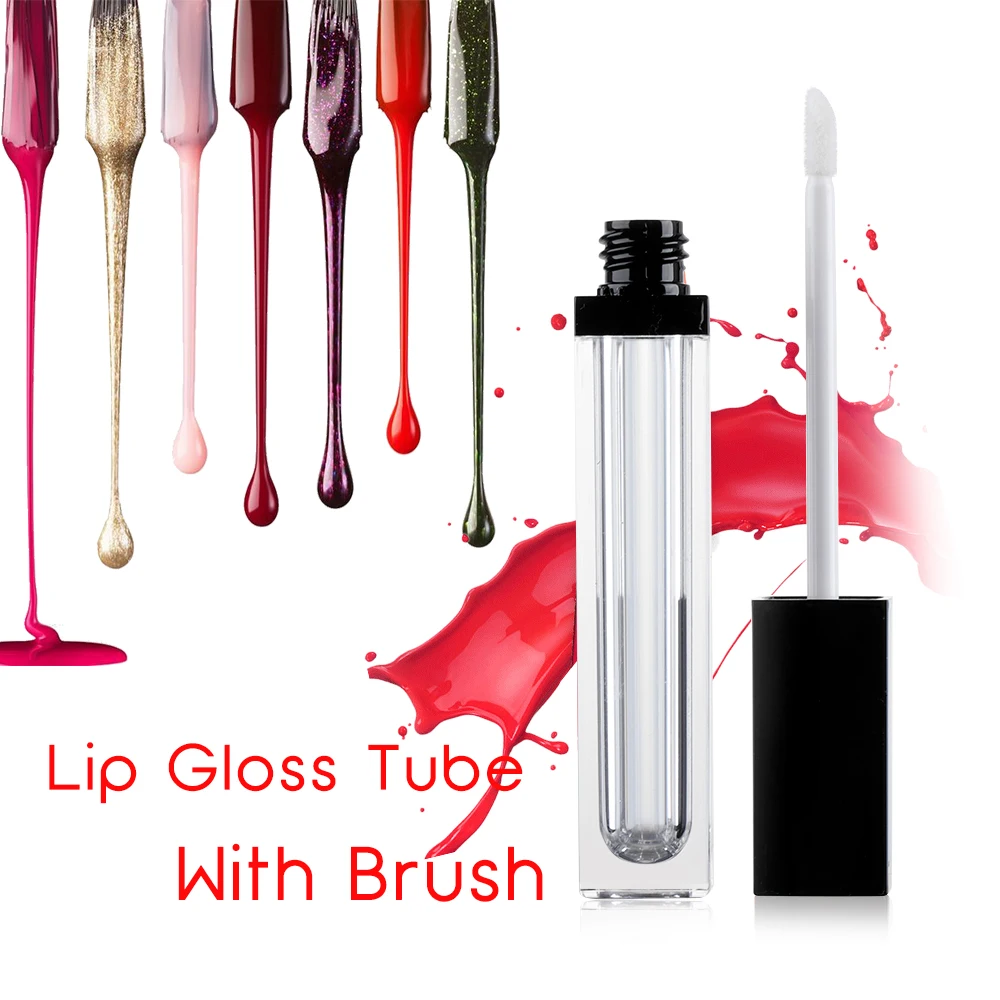 Eco Friendly Custom Logo Printed White Black Clear Packaging Private Label Cosmetic Wand Plastic Empty Lip Gloss Tube Container