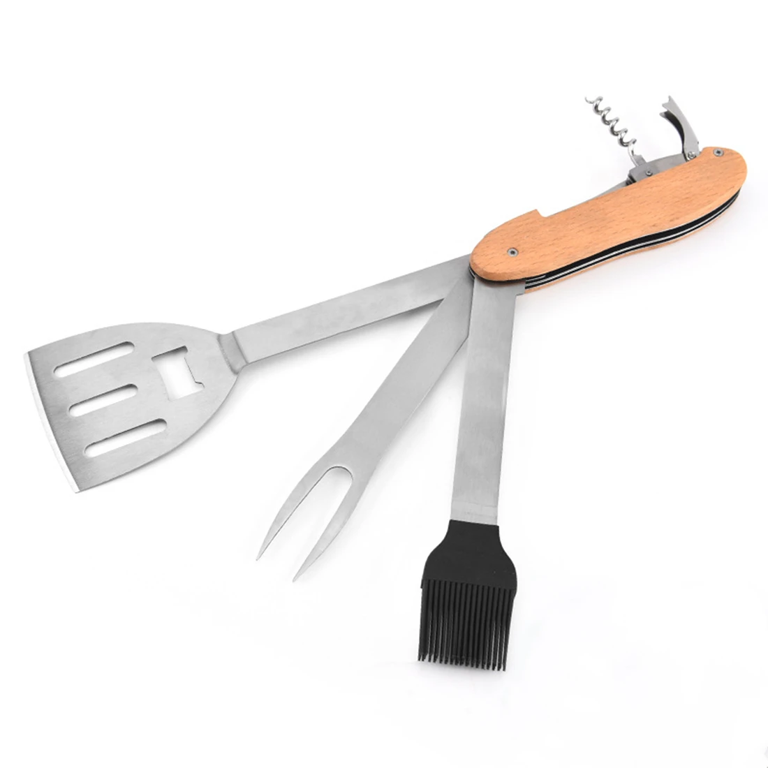 
Stainless Steel 5 in 1 Outdoor New Design Multi Bbq Set Barbecue Spatula Grilling Kit 