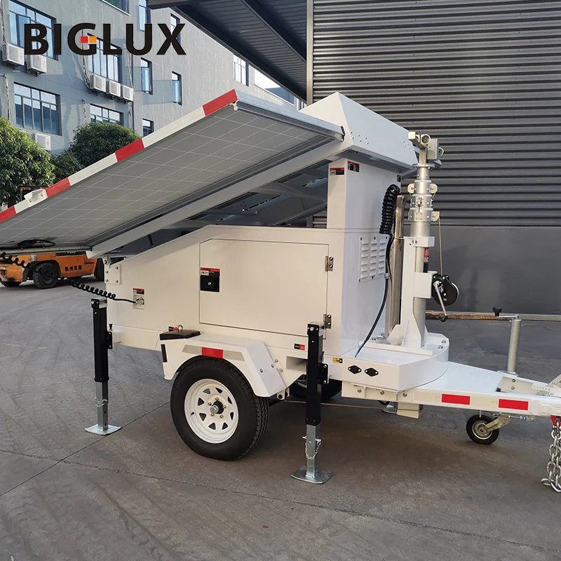 Manual Lifting Light Tower Mobile Trailer Solar Powered Mobile Tower Light