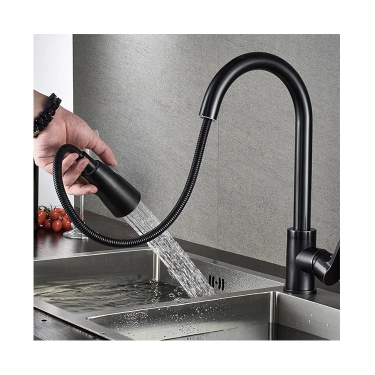 Gourmet Kitchen Faucet High Quality Single Hole Single Handle Hot Cold Water Mixer Stainless Steel Pull Out Kitchen Faucet