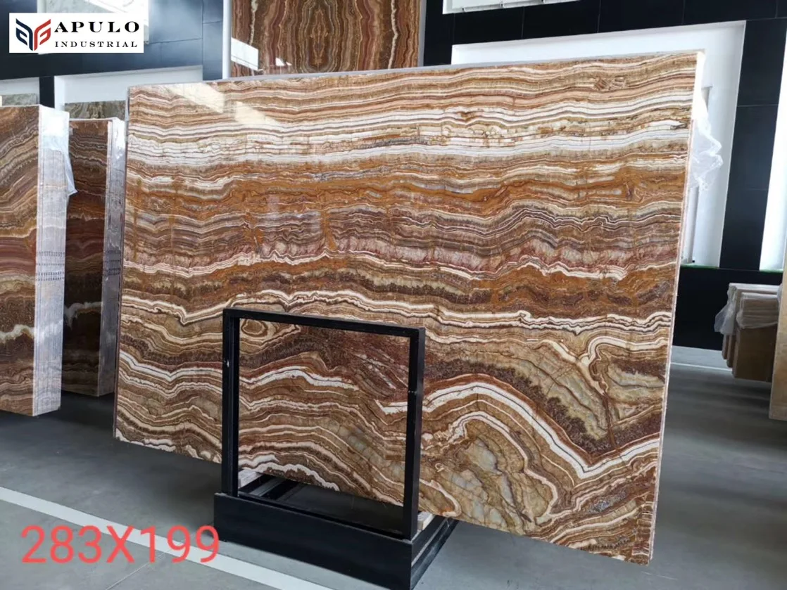 APOLOSTONE Tiger onyx Yellow Top Wall Style for  Home Decoration bookmatched Natural Color Material Origin Precious