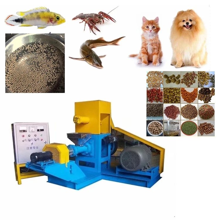 Manufacturers supply aquatic extruded feed machine fish floating feed pellet machine household cat and dog pet food extrusion