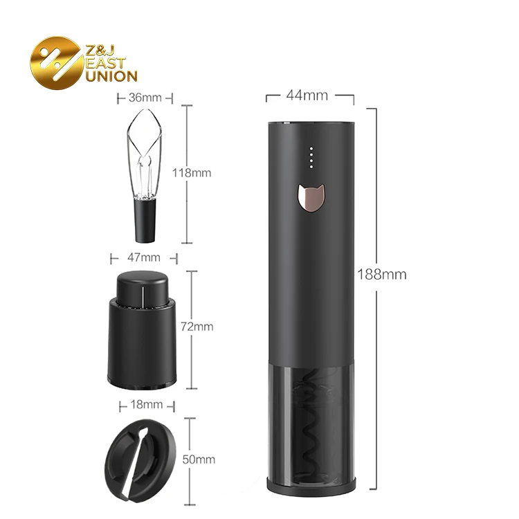Black Gold Packaging Electric Wine Opener Set  with Electric Bottle Opener and Aerator