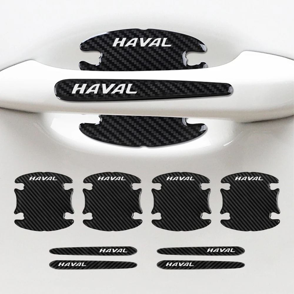 Carbon Fiber Texture Car Anti-Collision Strip Door Handle Bowl Stickers For Haval H6 H2 H3 H9 M6 F7 F7X