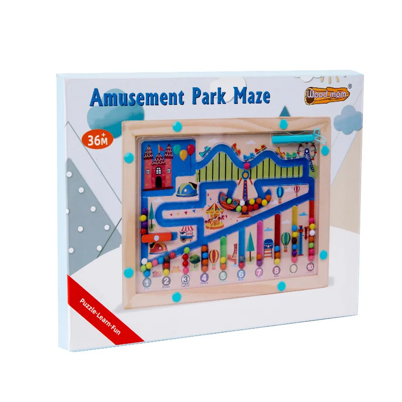 children magnet maze toy early educational beads iq focus training logic wooden toy for kids toddlers