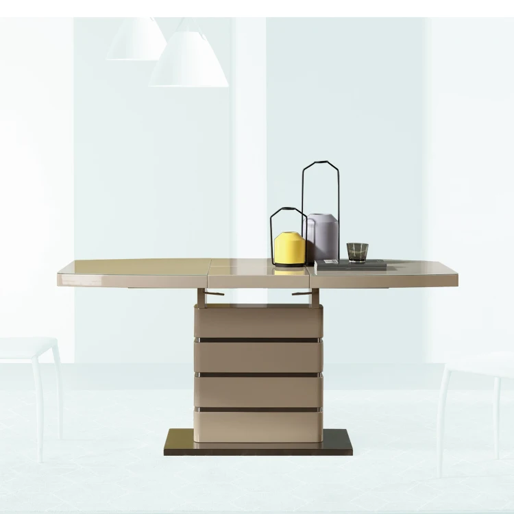 Luxury & Excellent quality high gloss convertible dining table 2-8 seats space saving for living room hot sale