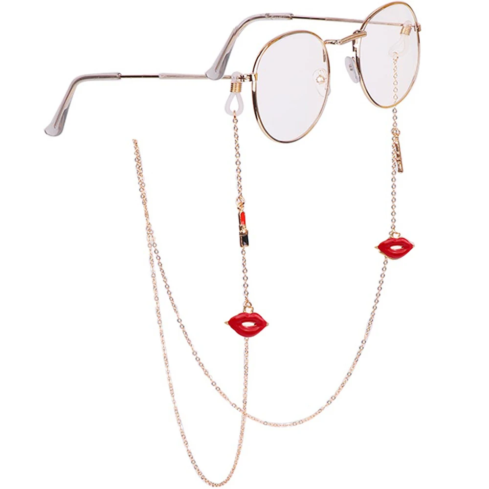 Цепочка для очков для чтения 2021, держатель для солнцезащитных очков с губами и помадой, шейный ремешок, ожерелье для очков, удобные аксессуары для очков