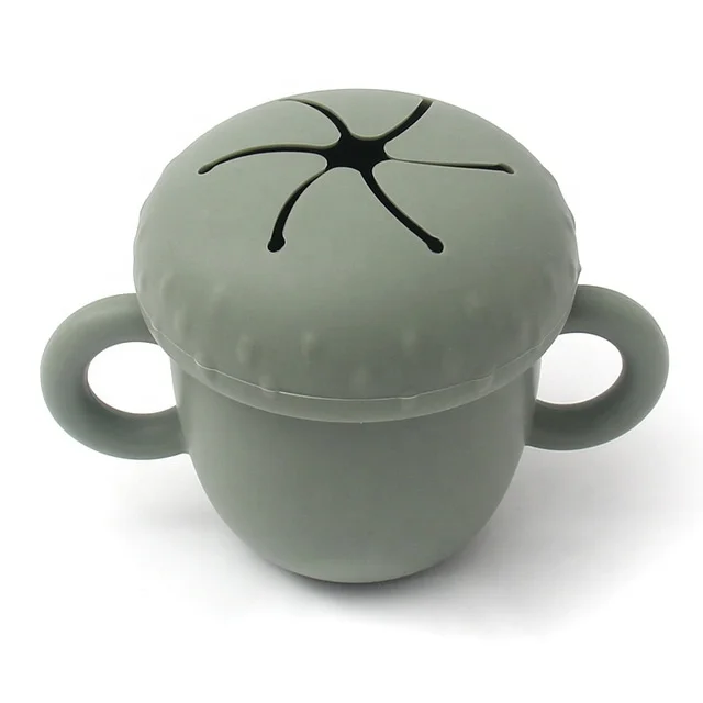 Food Grade Spill Proof Food Container Baby Silicone Snack Cup With lid for Toddler and Children 6-12 months