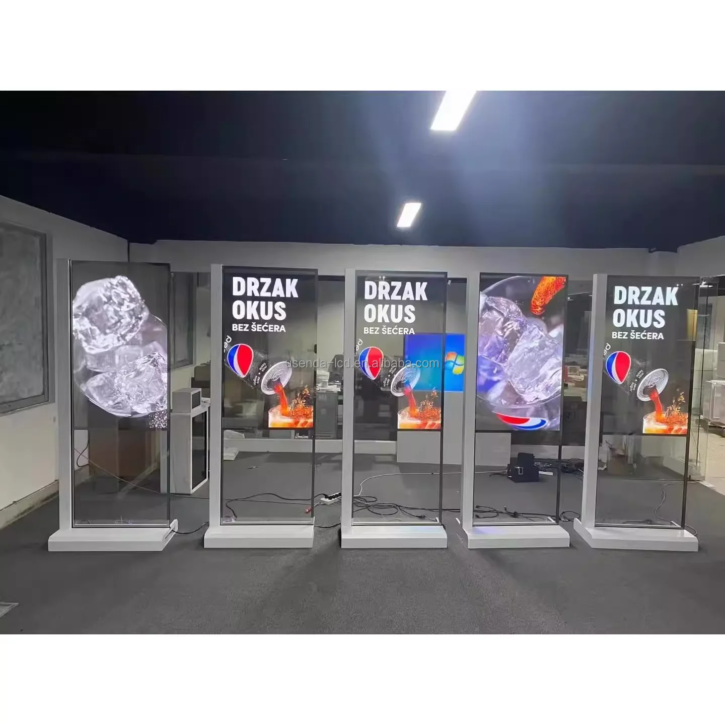 Floor Standing Android 55inch OLED Display Module Double Side Transparent OLED Digital Signage Totem Monitor