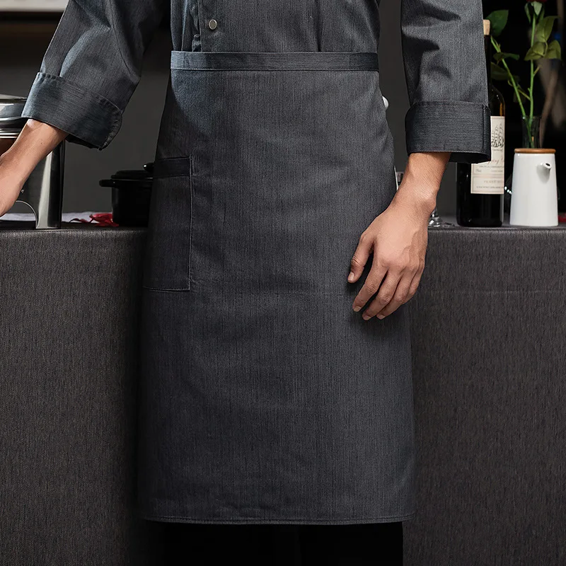 High Quality Washed Custom Logo Short Masonic Pink Cotton Kids Chef Waiter Half Apron For Cleaning