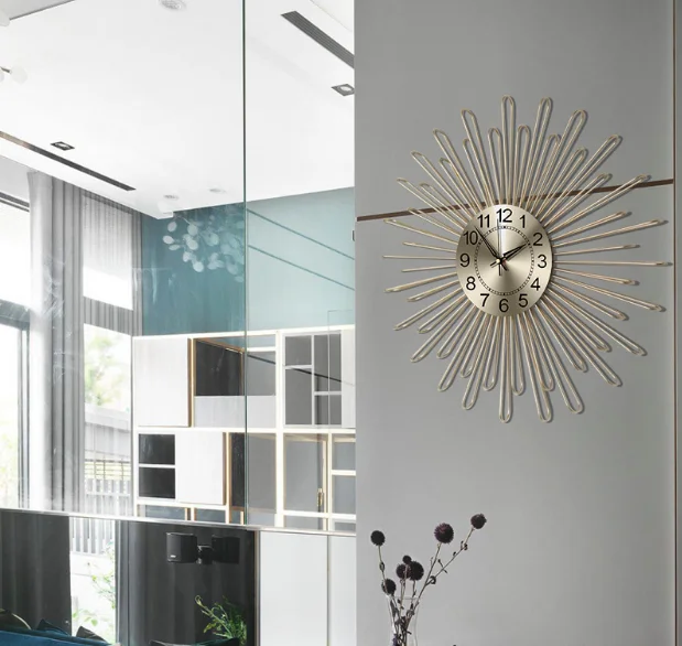 Bucks Home  Simple Atmosphere Living Room Art Original Mute Pendant Personality Wall Clock Metal Iron Art