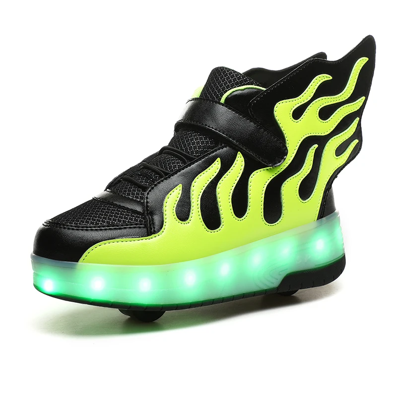 New Arrival Enough In Stock PVC Sole With Wing Rechargeable 7 Different Light modes Children LED Shoes Roller Kids Shoes