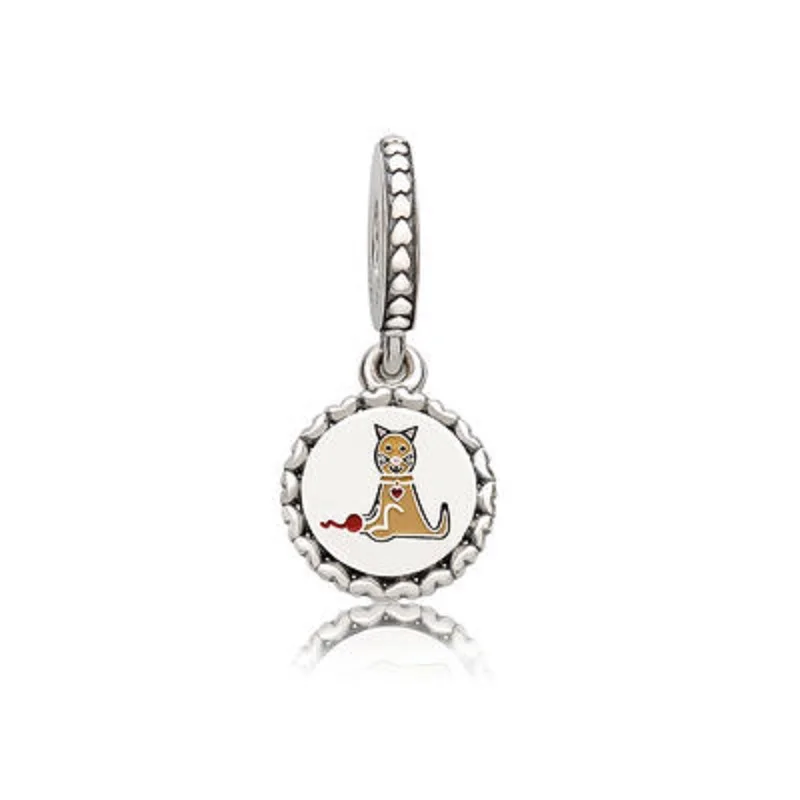 
925 sterling silver charms girls cartoon animal hedgehog bead cat dog bee dangle charm pendant sparkling jewelry accessories 