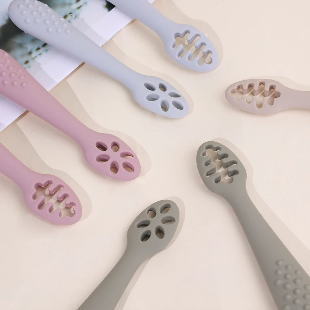 New Product Idea 2024 Infant 6+ Mouths First Learning Babi Feed Spoon Bpa Free Silicon Baby Spoon Set Kitchen