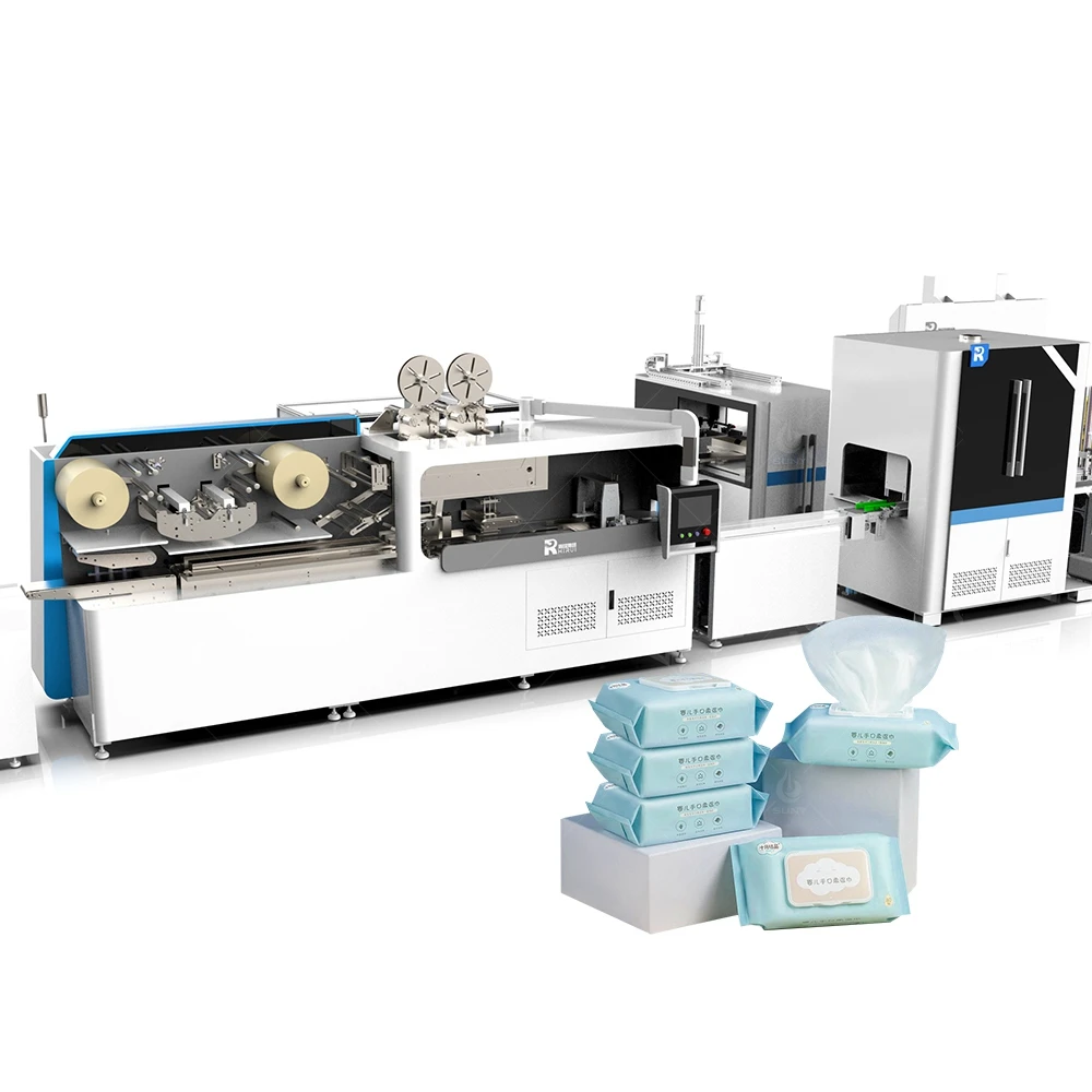 30-120pcs Wet Wipes Tissue Packing Making Machine Baby Wet Tissue Production Line with Lid Applicator