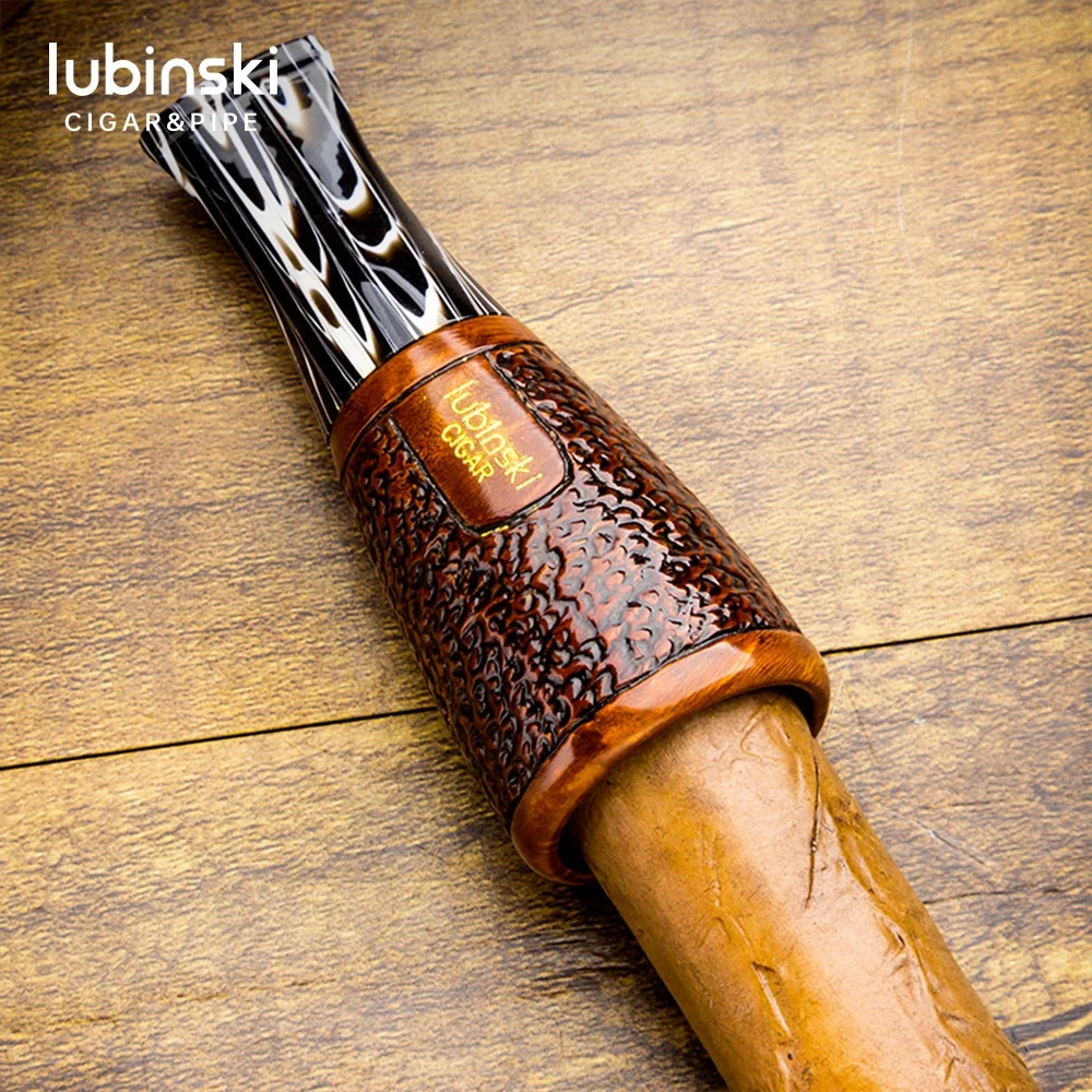 Lubinski New Product Wholesale Multi Caliber Briar Wood Share Cigar Cigarette Holder with 9mm Ceramic Filter