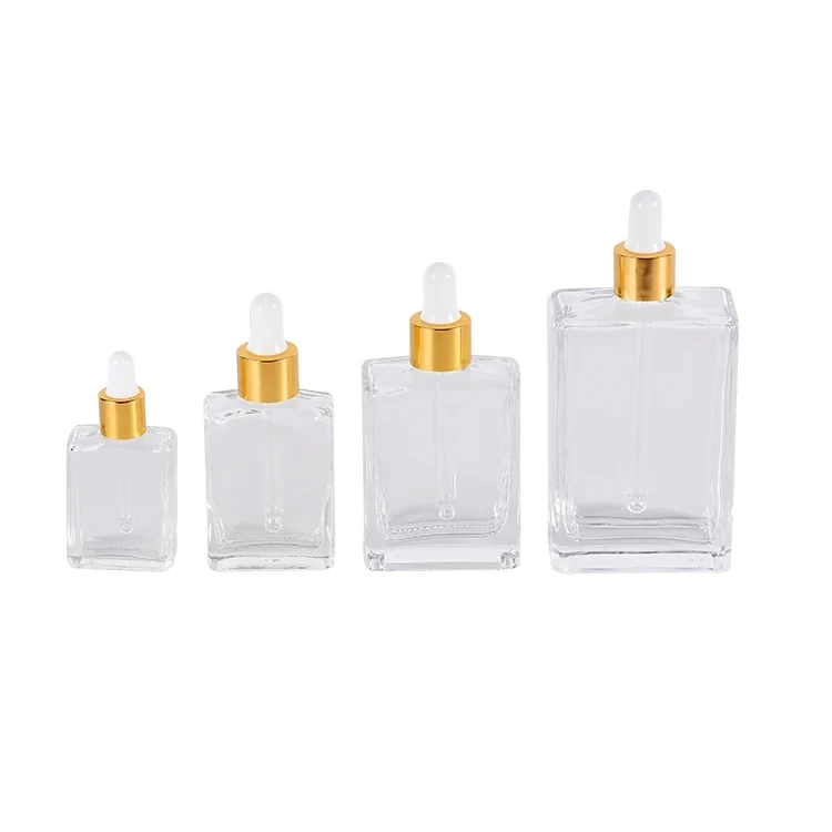 Square 30/50/100ml Tubes Glass Aromatherapy Liquid for Essential Massage Oil Pipette Refillable Bottles Container