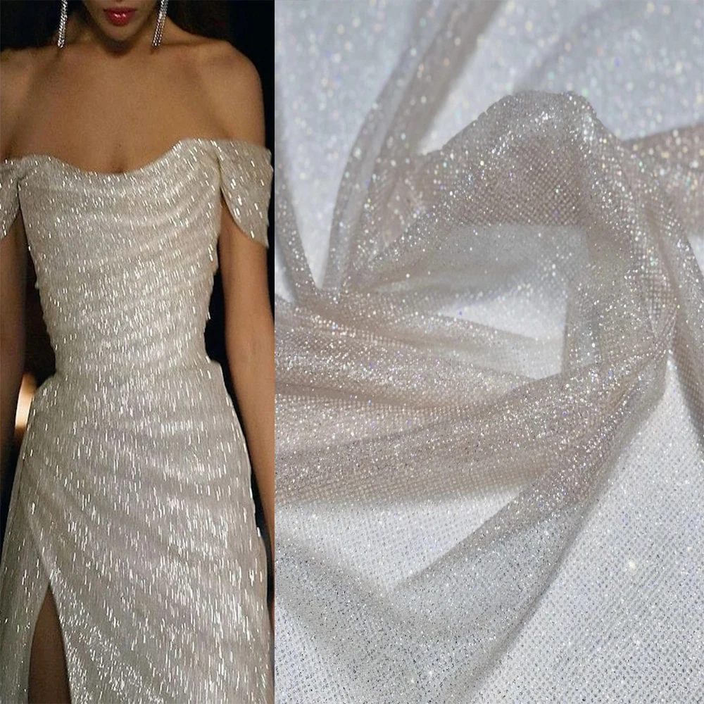 Многоцветная блестящая кружевная ткань с блестками