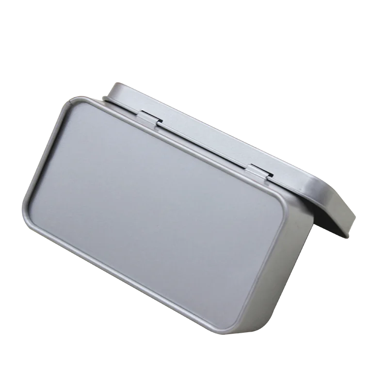Embossed Case Tin Metal Hinged Tea Container Medicine Box Frosted Tin Packaged
