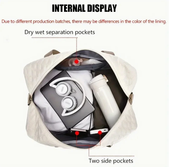 Large Capacity Duffel Bag  Versatile Shoulder & Crossbody Tote With Dry Wet Separation Pockets And Dual Side Pockets