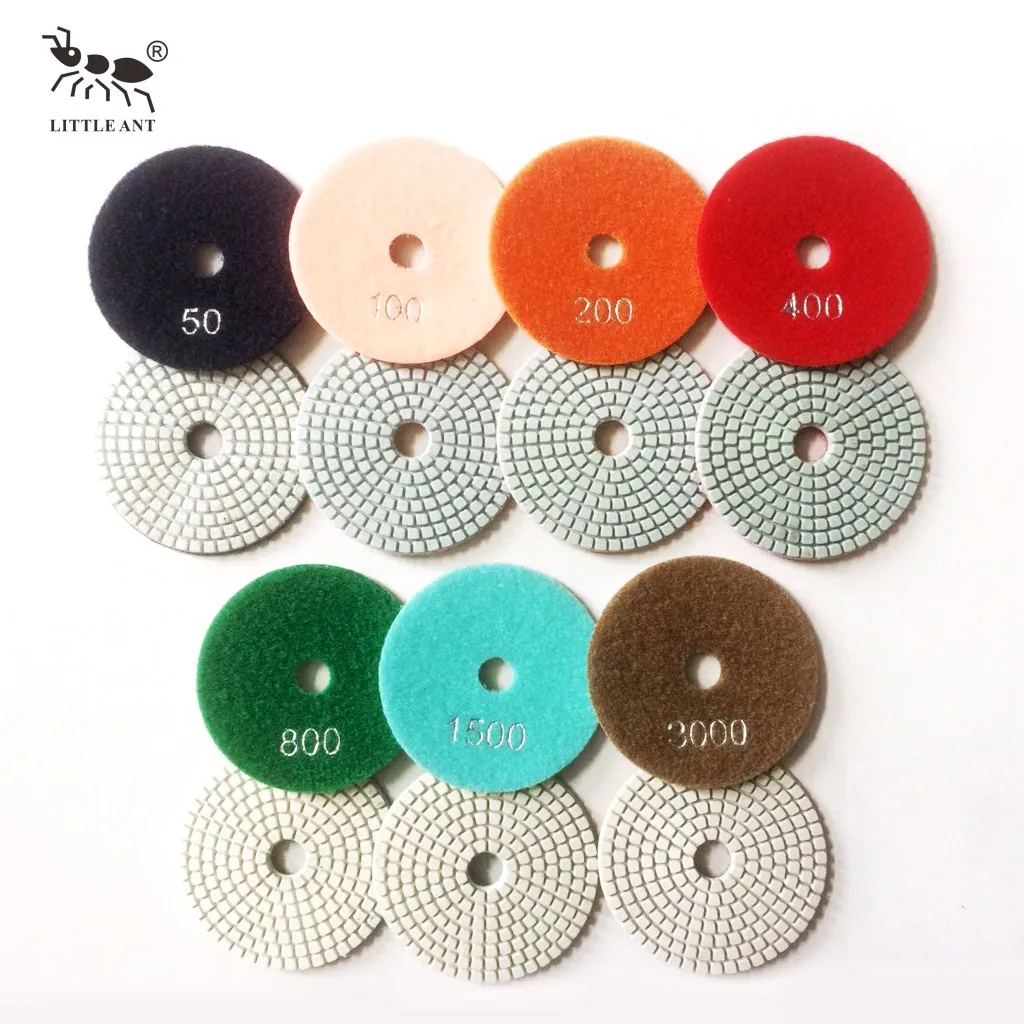 LITTLE ANT Granite Quartz Polishing Pad Diamond 125mm 100mm Concrete Floor Grinder Polisher for Marble Stone with Back Loop