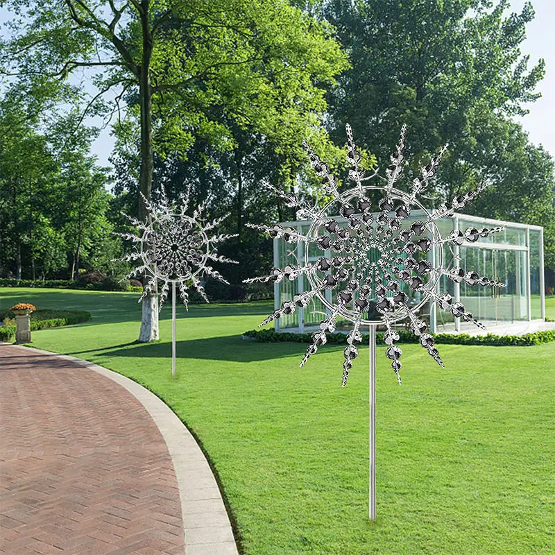 Novel Peculiar Wind Kinetic Energy Art Windmill 3d Vertical Axis Windmill Outdoor Garden Ornament Metal Windmill