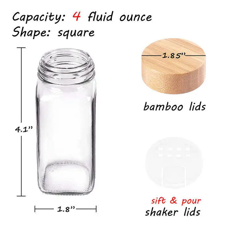 Kitchen Accessories Especiero Wood Top Spice Jar Cristaleria Para Cocina Pot a Epices Kitchen Gadgets Spice Jar With Labels