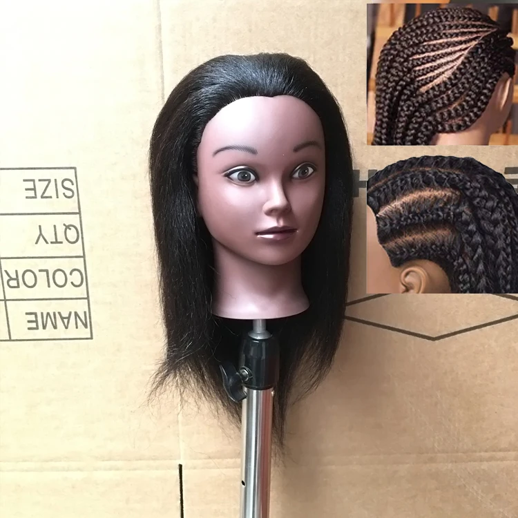 Training Heads African Real Hair Hairdressing Wig Real Hair Model Head Training Head Braid Hair Mannequin