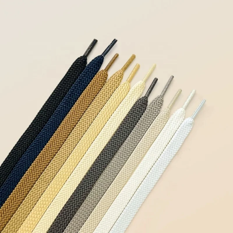 Custom colorful 3-8mm polyester Cotton elastic thick width 50-200 cm length flat shoelaces for sneakers
