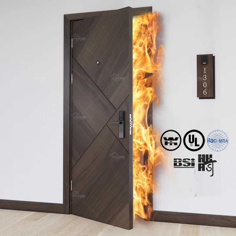 Italian design interior wooden doors modern fire doors for hotel interior puertas interiores black walnut internal bedroom door