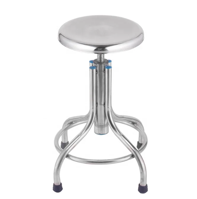 Thickened stainless steel round stool, school laboratory spiral rod lifting surgery, nurse factory workshop assembly line stool