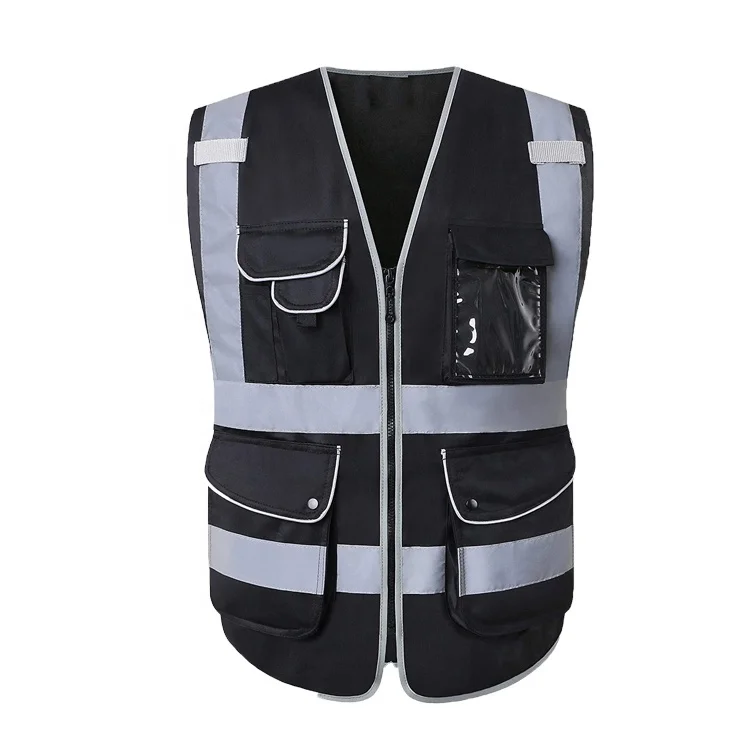 ZUJA Black Reflex Reflector Protection Vest With Pockets