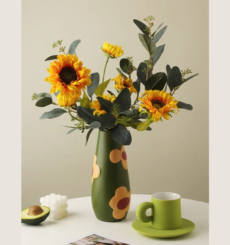 Factory Custom Design High Quality Vase Creative Hand - Painted Desktop Decor Ornament Ceramic Flower Vase